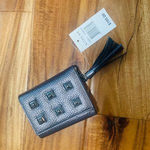 Three fold Wallet in gunmetal with studs and tasse